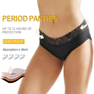 Solid Bikini Leak Proof Period Underwear Absorptivity 4 Layers Women'S Panties