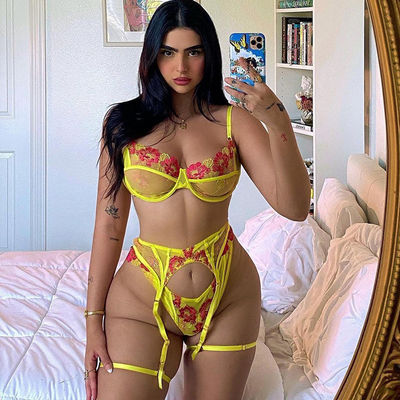 S-L Thin Sexy Bodysuit Lingerie Tassel Nightwear Valentines Push Up Bra Women