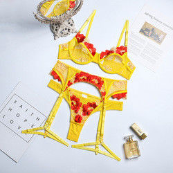 S-L Thin Sexy Bodysuit Lingerie Tassel Nightwear Valentines Push Up Bra Women