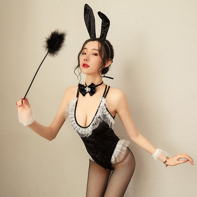 Velvet Cute Bunny Maid Uniform Sexy Temptation Uniform Lace Women Lingerie