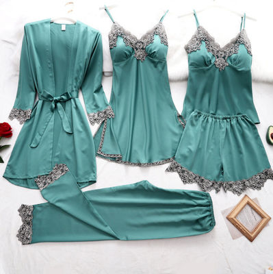 Five Piece Lace Sling Sexy Bodysuit Lingerie Suit Satin Long Sleeve Pyjamas Summer