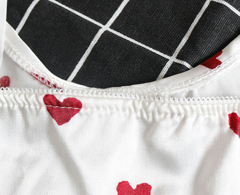 Sweet Cute Sleeveless Short Nighty Sets Sexy Soft Satin Heart Pajama For Women