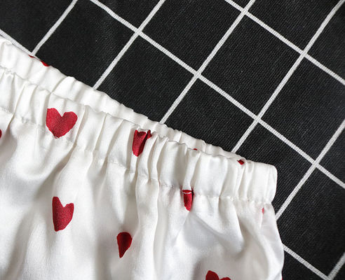 Sweet Cute Sleeveless Short Nighty Sets Sexy Soft Satin Heart Pajama For Women