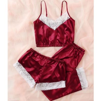 Lace Floral Sexy Bodysuit Lingerie Fashion Silk Satin Sleepwear For Womens