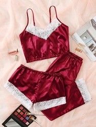 Lace Floral Sexy Bodysuit Lingerie Fashion Silk Satin Sleepwear For Womens