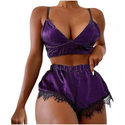 Breathable Soft Silk Sleepwear Sleeveless Pajamas Sexy Lace Lingerie For Women