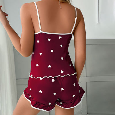 Spring Summer Sexy Bodysuit Lingerie Satin Ice Silk Strapped Printed Split Casual Nightwear