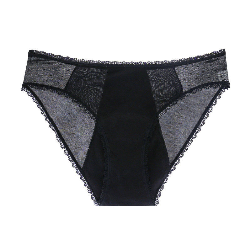 Wholesale Factory Bulk Leak proof 4 layer Transparent Menstrual briefs sexy lace period panties