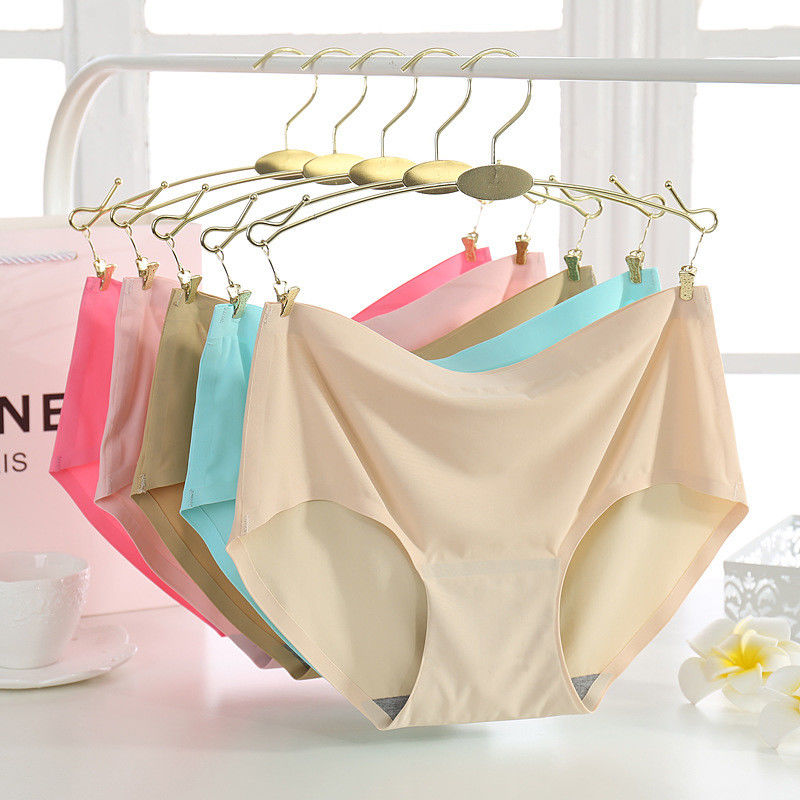 Anti-Static Seamless Underwear Female Breathable Ice Silk Mid Waist Underwear