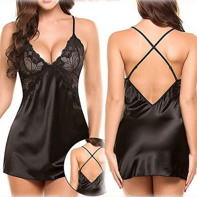 Erotic Ice Silk Short Skirt Nightdress Sexy Corset Lingerie For Women